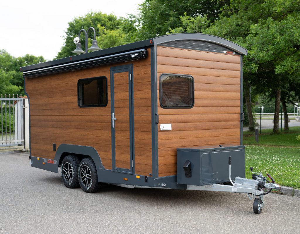 Peterwagen Tandem in Holzoptik vorne seitlich