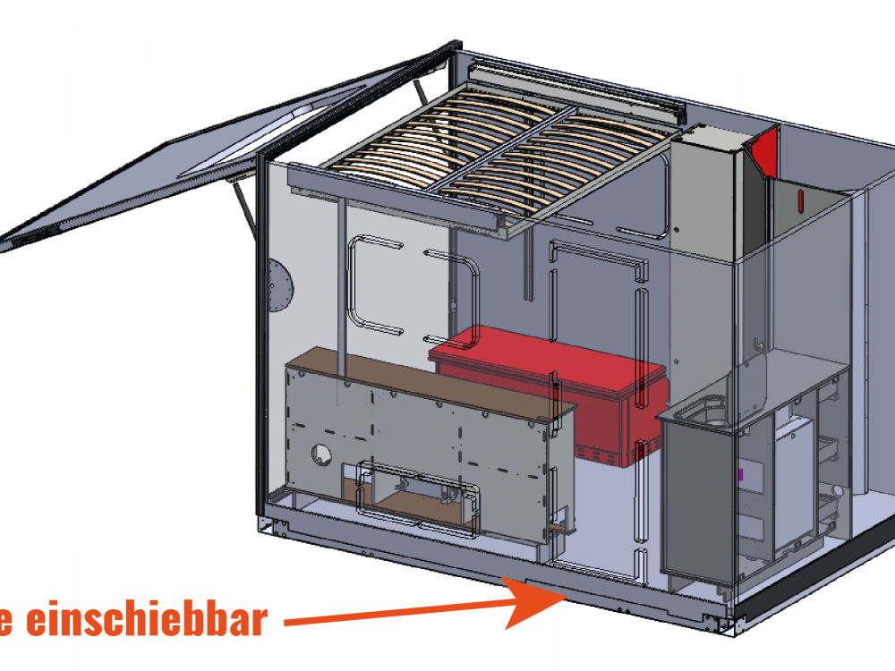 Absetzkabine Grafik Einschubfach Treppe