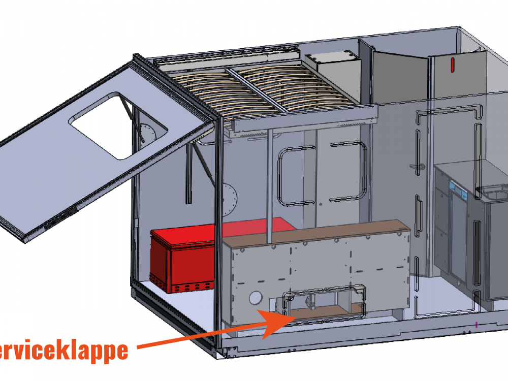 Absetzkabine Grafik mit Serviceklappe